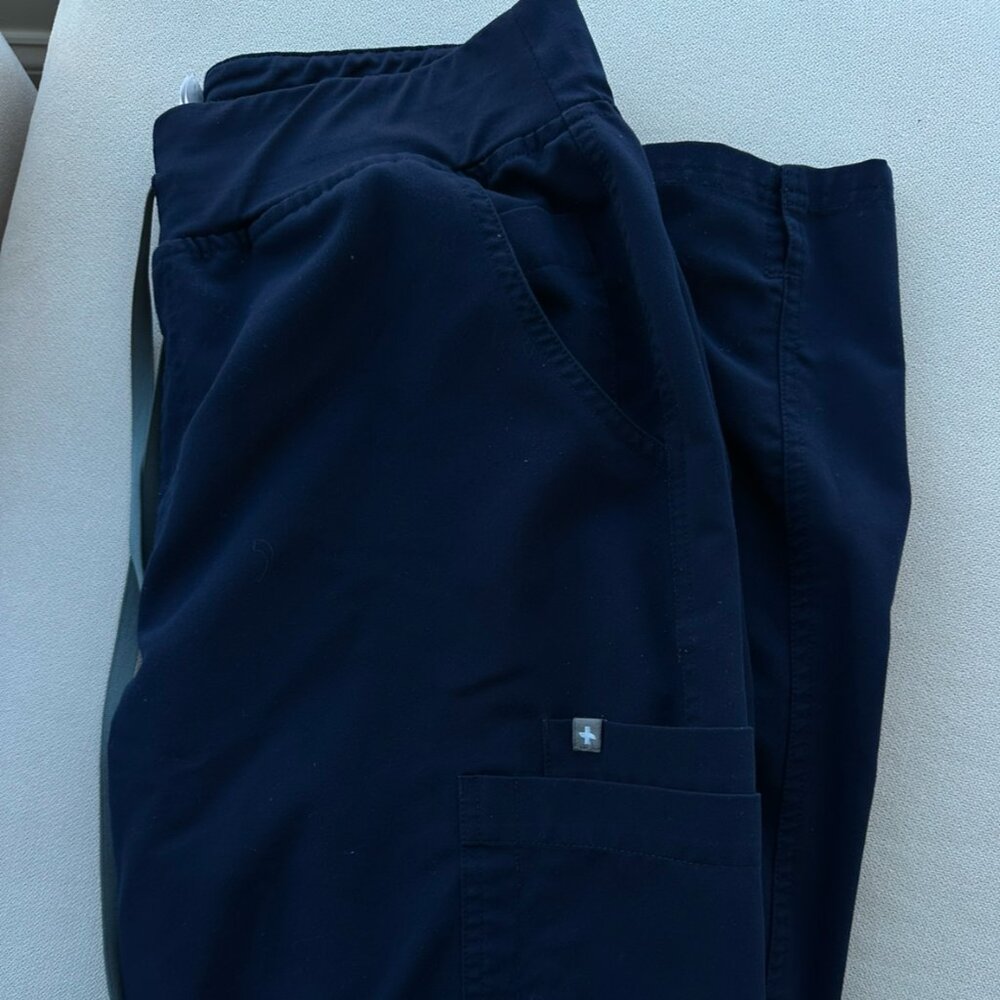 Figs Scrubs Navy Straight Yola Pants - High Waisted